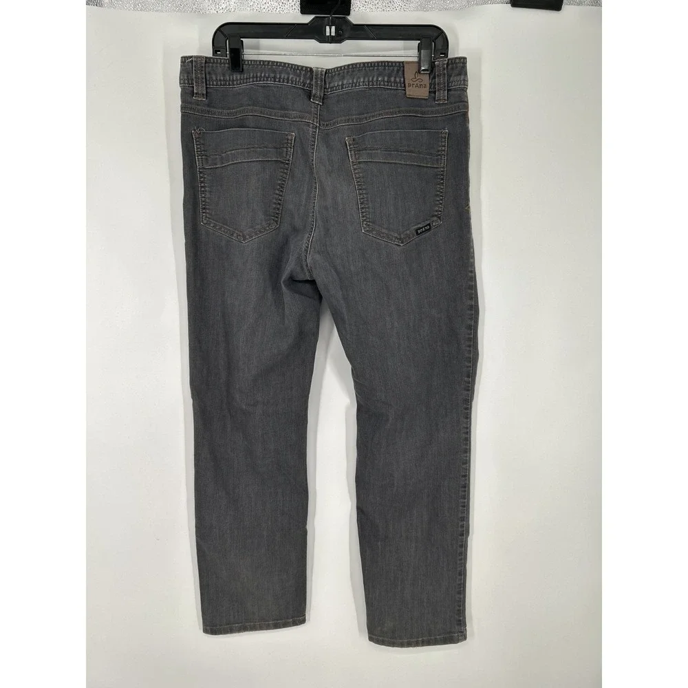 Prana Bridger Jeans Mens Size 34x30 Grey Denim Straight Leg Slim Fit Pants‎ Gray